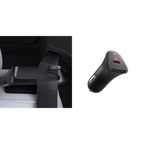 Spigen Tesla Model Y (2024-2023) Arka Koltuk Emniyet Kemeri Yükseltici TO250 Black - ACP06041 Spigen 30W USB-C Araç içi Hızlı Şarj Aleti