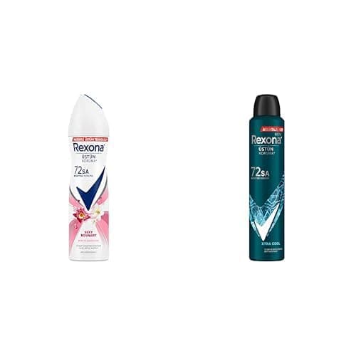 Rexona Kadın Sprey Deodorant Sexy Bouquet 72 Saat Kesintisiz Üstün Koruma 150 ml ve Rexona Men Erkek Sprey Deodorant Xtra Cool 72 Saat Kesintisiz Üstün Koruma 200 ml