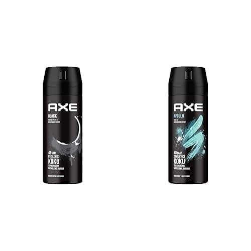 Axe Erkek Deodorant & Bodyspray Black 48 Saat Etkileyici Koku (150 ml) ve Axe Erkek Sprey Deodorant Apollo 48 Saat Etkileyici Koku Vücut Spreyi 150 ml