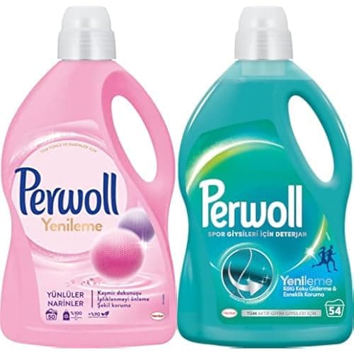 Perwoll Yenileme Ferahlık 3 Litre 50 Yıkama Yünlüler & Narinler için Sıvı Çamaşır Deterjanı (1 x 3000 mL) ve Perwoll Yenileme Ferahlık 3 Litre 50 Yıkama Sıvı Çamaşır Deterjanı (1 x 3000 mL)