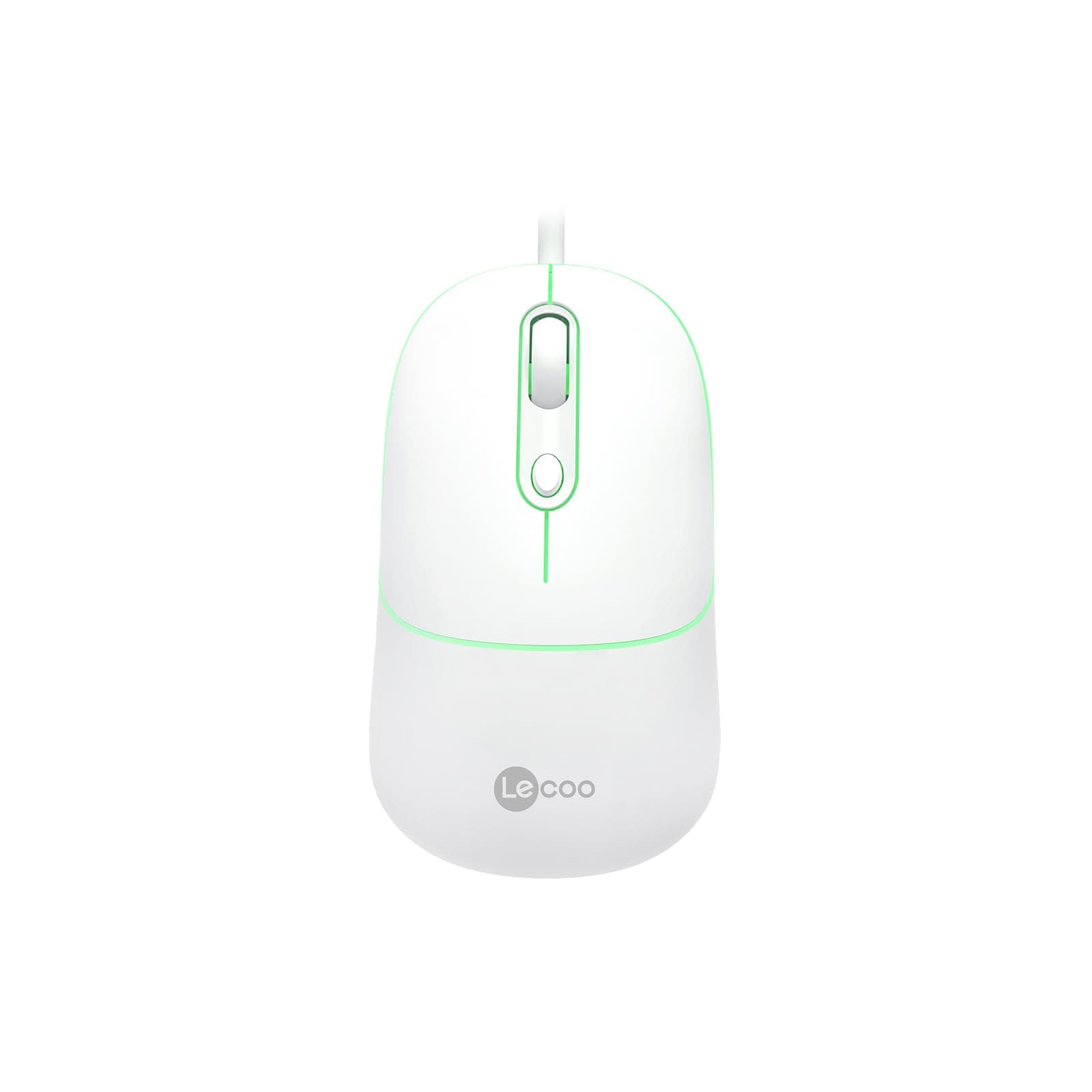 Lecoo MS110 USB Kablolu 2400DPI 4 Tuşlu RGB Sessiz Click Optik Mouse - PC, Mac, Dizüstü Bilgisayar ile Uyumlu, Tak Çalıştır Kolay Bağlantı, Sağ ve Sol Elle Kullanıma Uygun, Kompakt Mouse Beyaz