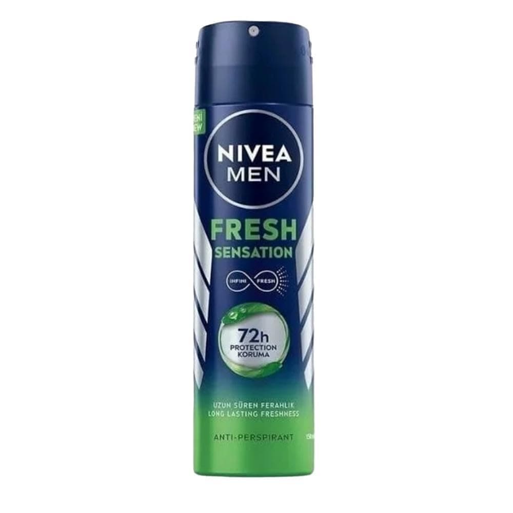 NIVEA MEN Erkek Sprey Deodorant Fresh Sensation 150 ml, Ter ve Ter Kokusuna Karşı 72 Saat Anti-perspirant Koruma, Ferah Koku