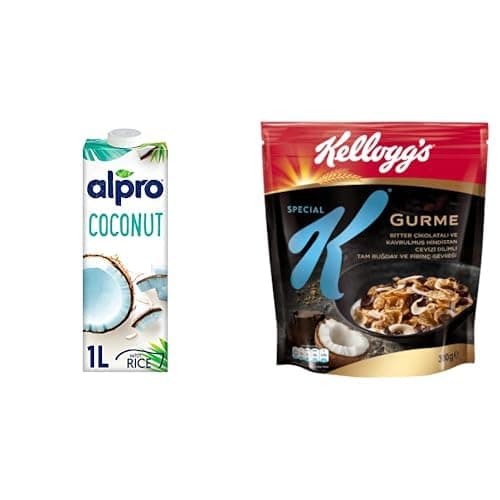 Alpro Hindistan Cevizi Bitki Bazlı İçecek 1 L ve Kellogg's Special K Gurme Kavrulmuş Hindistan Cevizi Dilimi, Bitter Çikolata Parçalı Kahvaltılık Tam Buğday, Pirinç Gevreği 300 Gr
