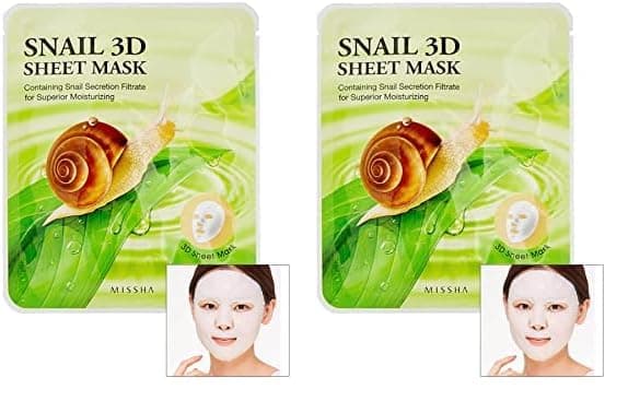 MISSHA Salyangoz Salgısı Özü İçeren Nemlendirici 3D Yaprak Maske Snail 3D Sheet Mask 2li paket