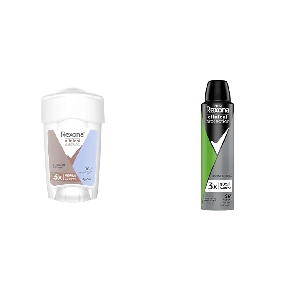 Rexona Clinical Protection Kadın Stick Deodorant Shower Clean 45 ml(1) Men Clinical Protection Anti-perspirant Erkek Sprey Deodorant Ter Önleyici 150 ml(1)