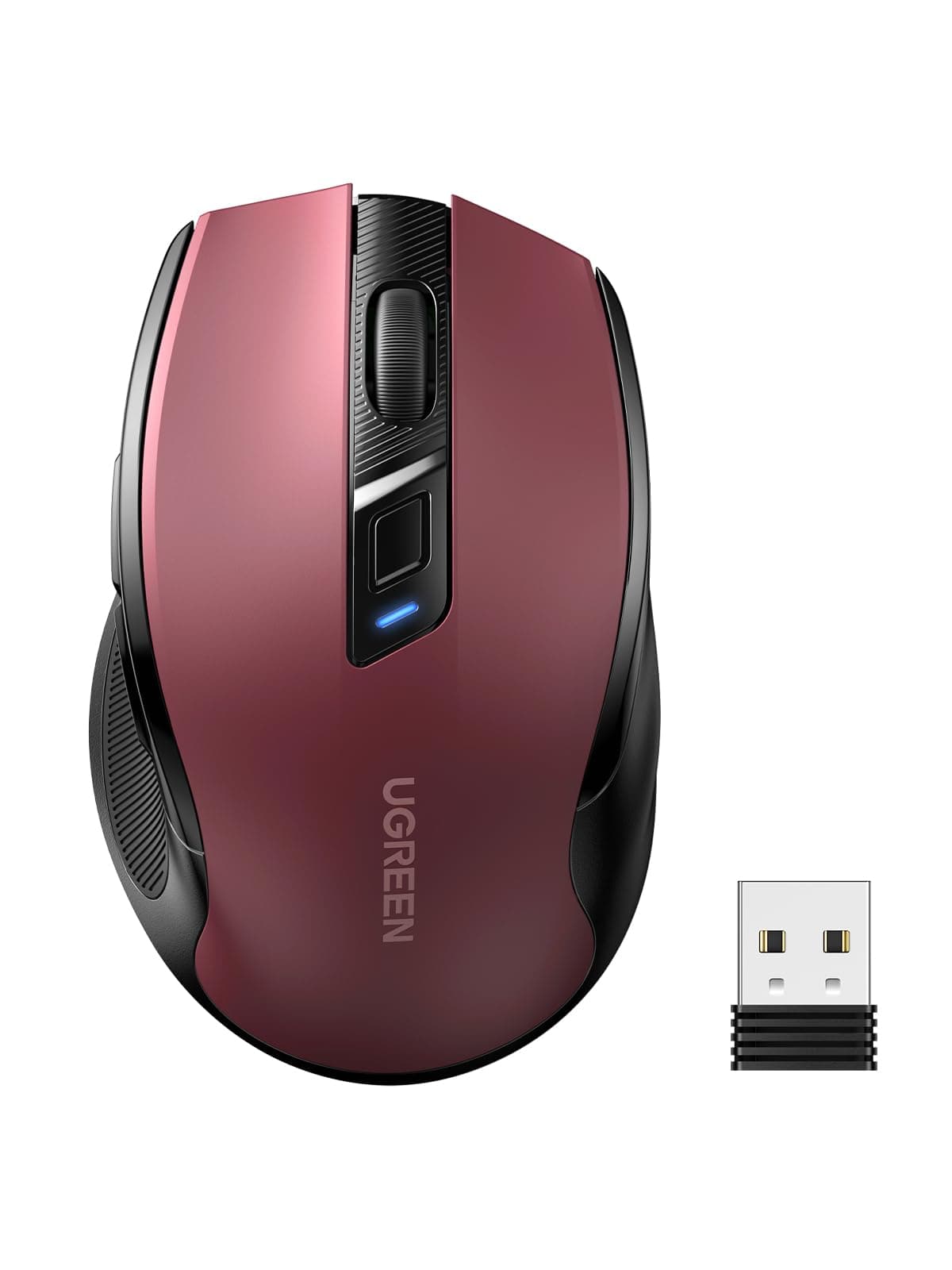 UGREEN 4000 DPI Ergonomik Sessiz Kablosuz Optik Mouse, Kırmızı, 25752