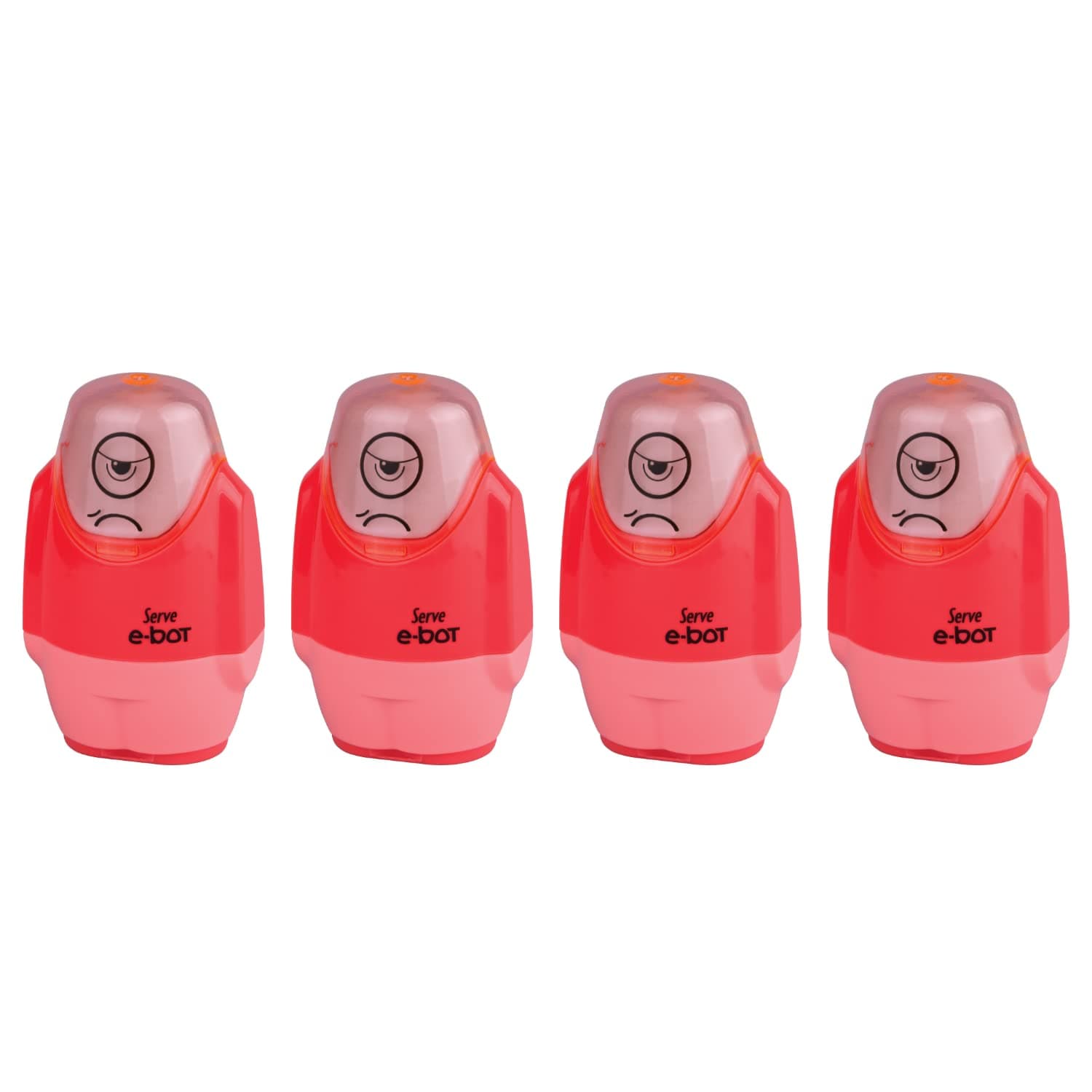SERVE E-BOT SİLGİLİ KALEMTIRAŞ FOSFORLU KIRMIZI 4LU SET