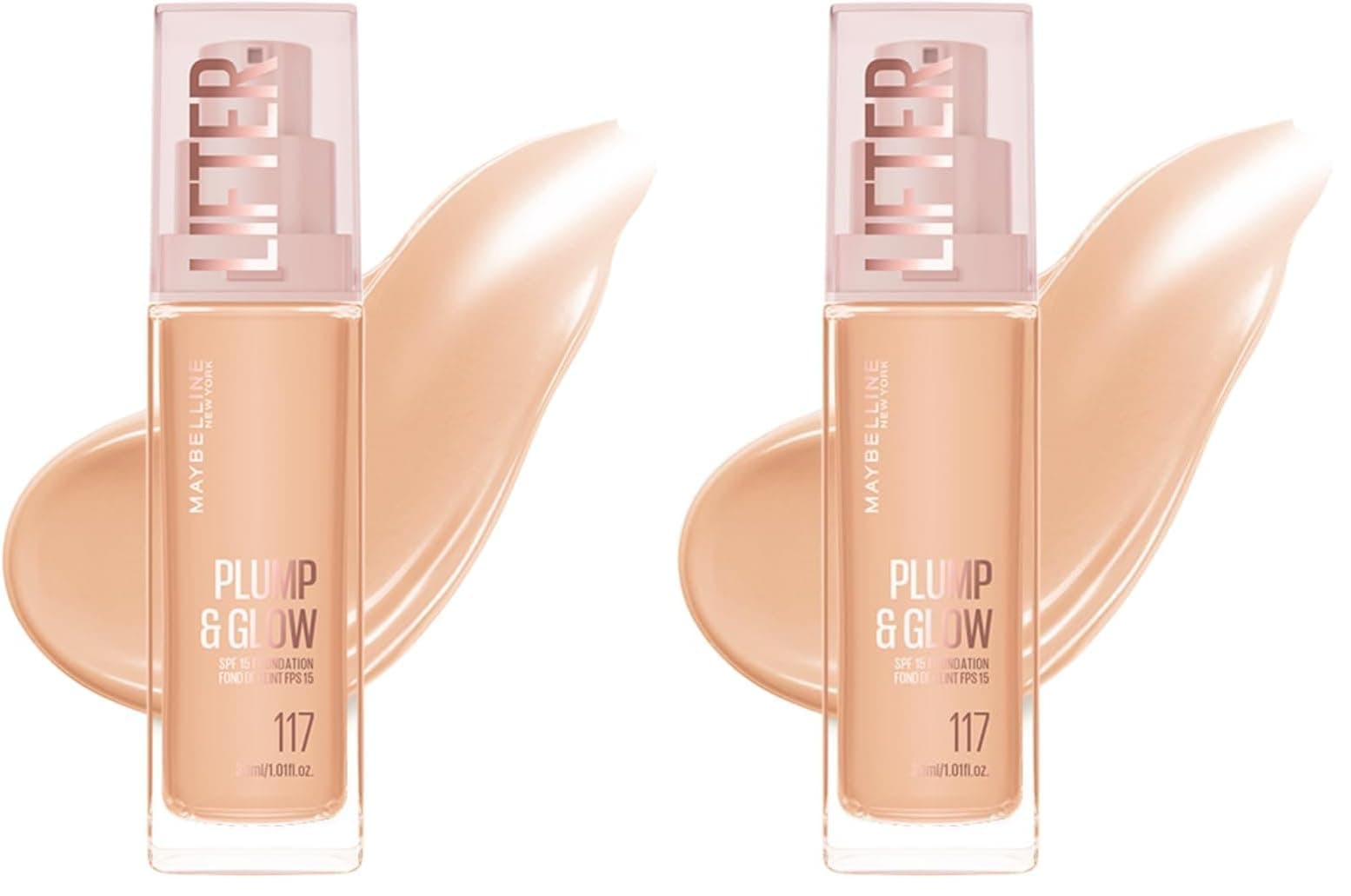 Maybelline New York Lifter Niasinamid ve Hyalüronik Asit İçeren Aydınlatan Fondöten - 117 (2 paketi)