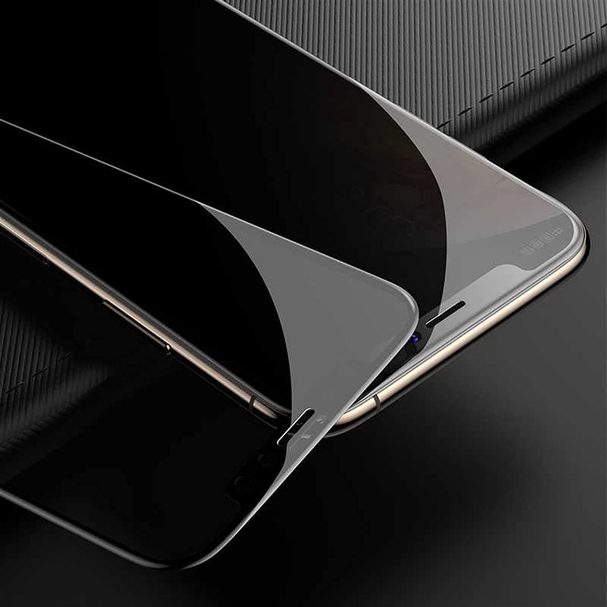 Zore Apple ile uyumlu iPhone 12 Pro Max Kor Privacy Cam Ekran Koruyucu Siyah