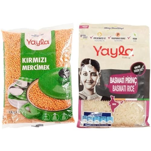 Yayla Kırmızı Mercimek 1 Kg & Gurme Basmati Pirinç 500 Gr