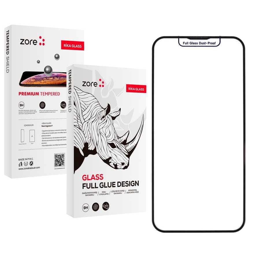 Zore Apple ile uyumlu iPhone 15 Pro Max Rika Premium Temperli Cam Ekran Koruyucu Siyah