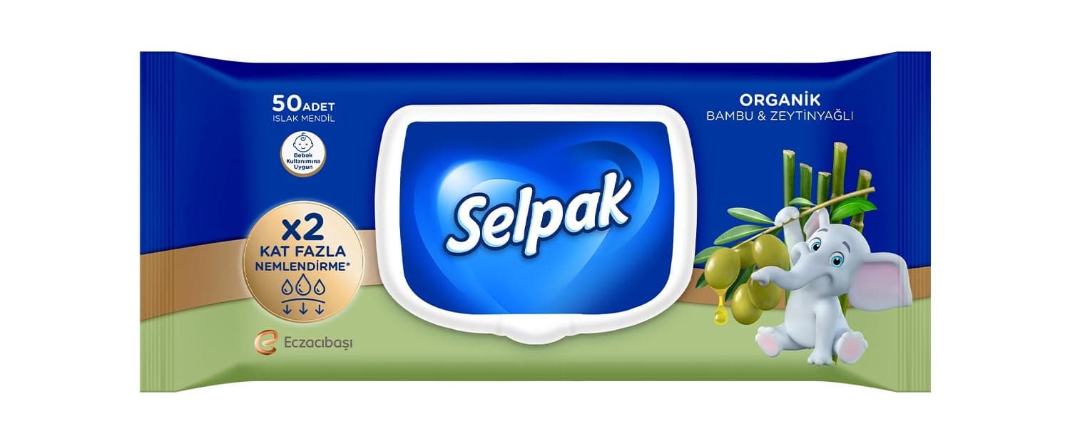 Selpak Organik Bambu Zeytinyağlı Islak Mendil 1x50