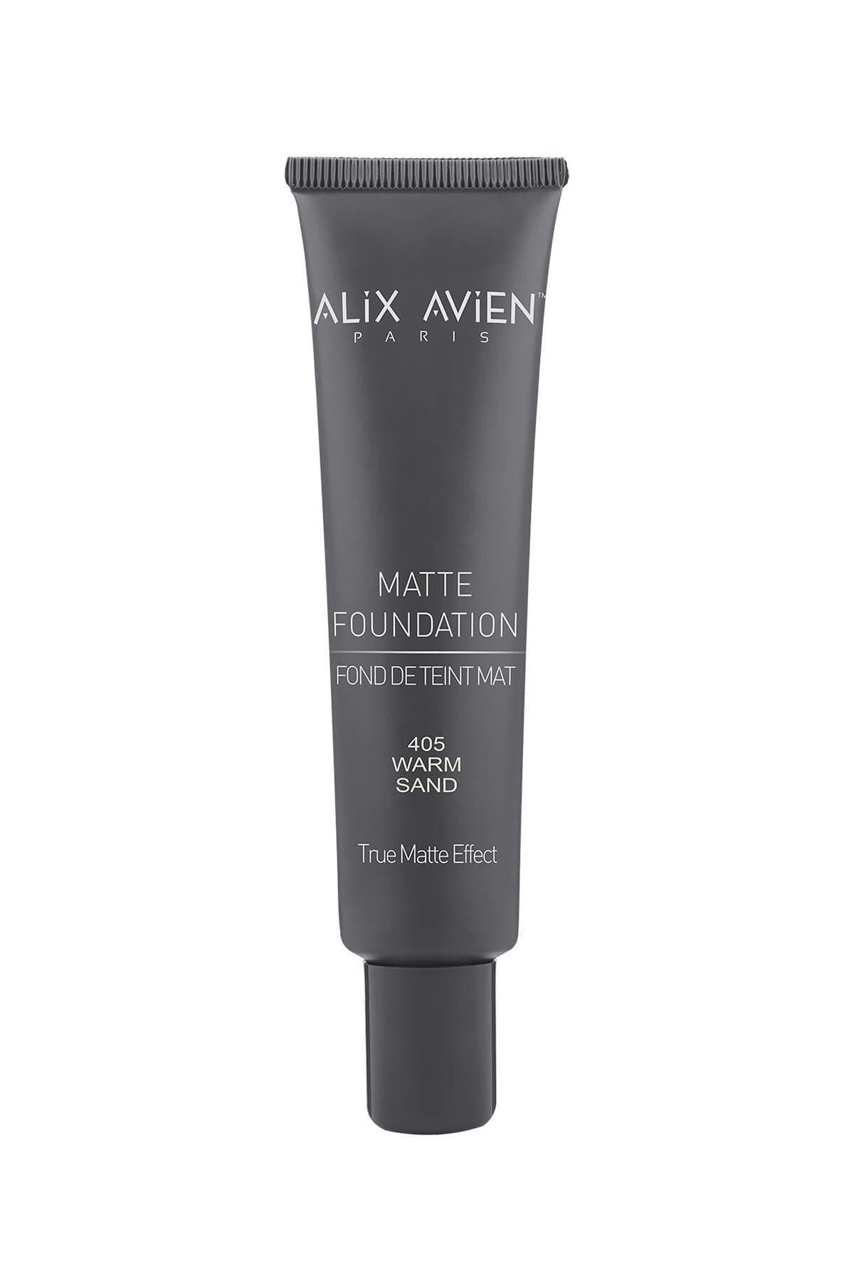 ALIX AVIEN Uzun Süre Kalıcı Doğal Mat Bitişli E Vitamini Içeren Mat Fondöten - Matte Foundation 405 Warm Sand