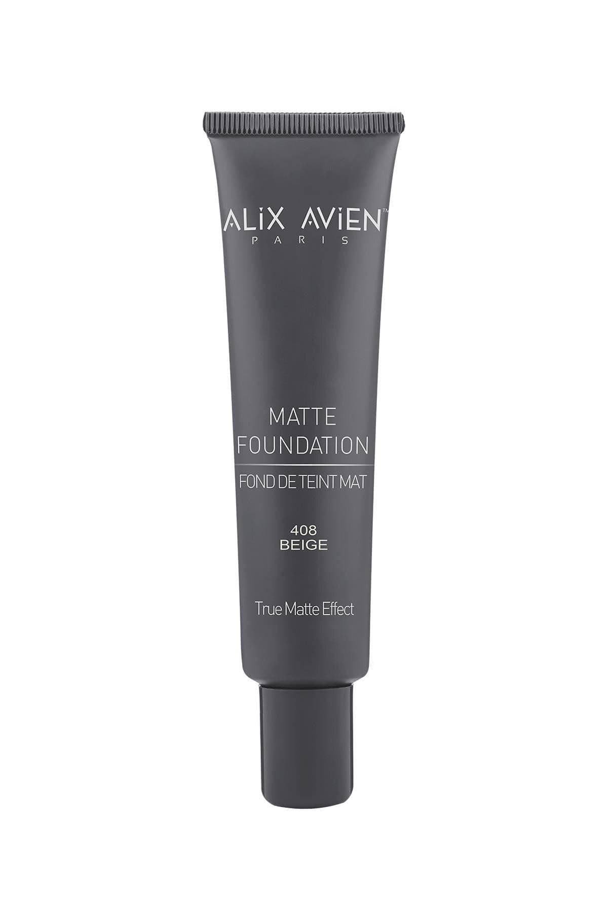 ALIX AVIEN Uzun Süre Kalıcı Doğal Mat Bitişli E Vitamini Içeren Mat Fondöten - Matte Foundation 408 Beige