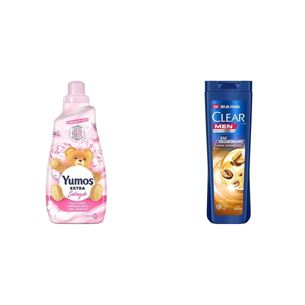 Yumoş Extra Konsantre Çamaşır Yumuşatıcısı Şakayık 1440 ml(2) Clear Men Kepeğe Karşı Etkili Şampuan Saç Dökülmesine Karşı Kahve Çekirdeği Özü 350 ml(1)