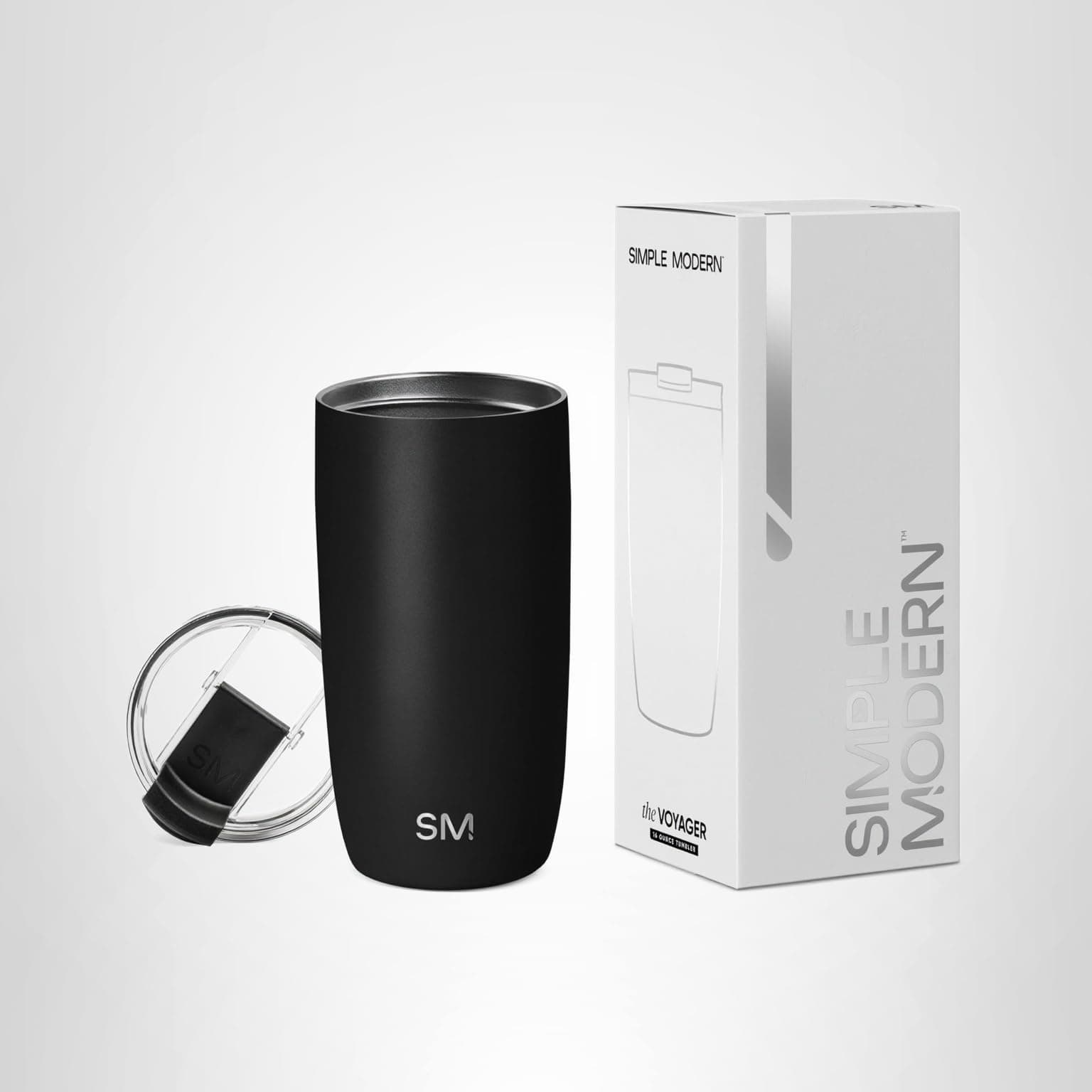 Simple Modern Kapaklı Seyahat Kahve Kupası Bardak | Yeniden Kullanılabilir Yalıtımlı Paslanmaz Çelik Soğuk Demleme Buzlu Kahve Fincanı Termos | Kadın Erkek Ona Hediyeler | Voyager Koleksiyonu | 463 ml