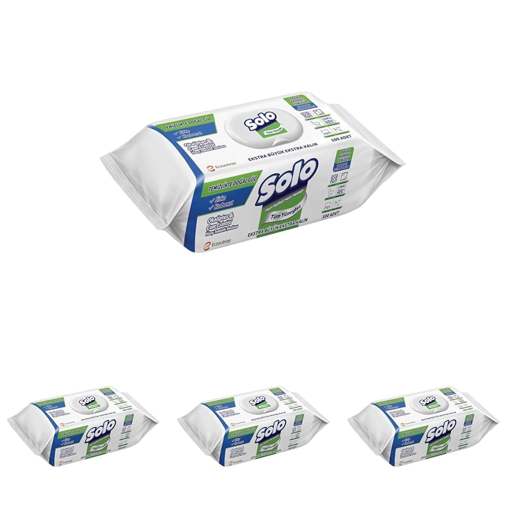 Solo Yüzey Temizleme Mendili Doğal Güç Okaliptus & Çam, 100 Yaprak 4lü paket