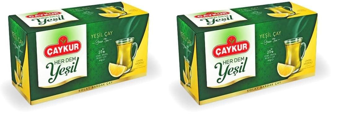 Çaykur Limonlu Yeşil Çay Süzme Poşet 40g (25x1.6) (2 paketi)