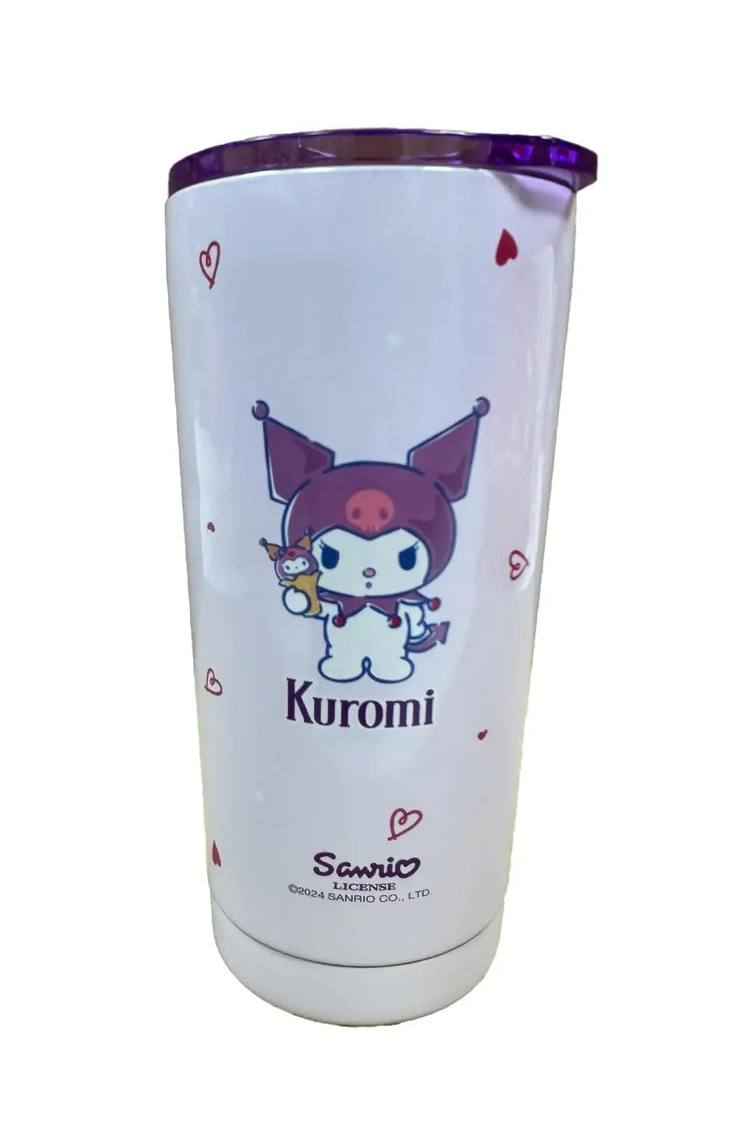 Miniso Sanrio Lisanslı Kuromi Paslanmaz Çelik Bardak Dekoratif Kılıflı 550 ml