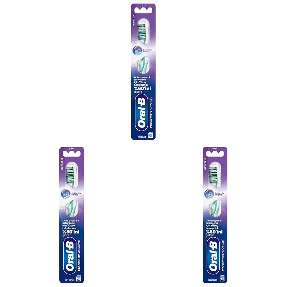 Oral-B Pro-3DWhite Advanced Beyazlık Diş Fırçası, Orta Sertlik (3 paketi)
