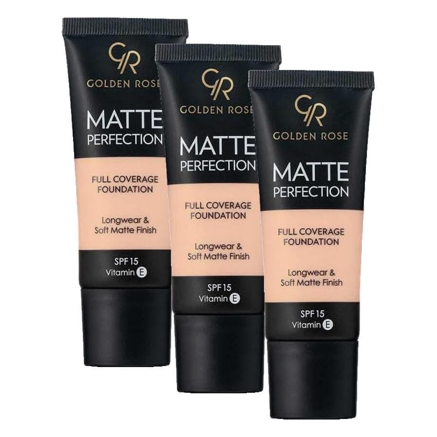 Golden Rose Matte Perfection Foundation - Cool 02 - Yoğun Kapatıcı Mat Fondöten (3 paketi)