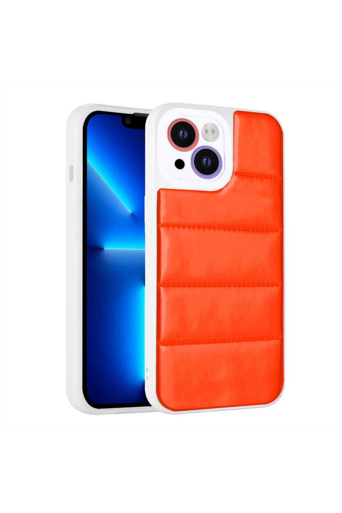 Zore Apple ile uyumlu iPhone 13 Kılıf Kamera Korumalı Airbagli Renkli Zore Seksek Kapak Turuncu