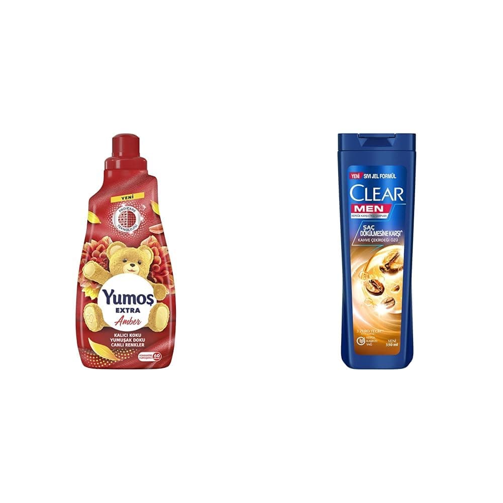 Yumoş Extra Konsantre Çamaşır Yumuşatıcısı Amber 1440 ml(2) Clear Men Kepeğe Karşı Etkili Şampuan Saç Dökülmesine Karşı Kahve Çekirdeği Özü 350 ml(1)