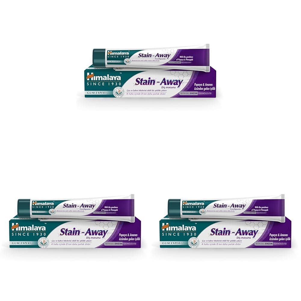 Himalaya Leke Karşıtı Bitkisel Diş Macunu, Florürsüz, Parabensiz, Vejeteryan, Leke Çıkartıcı, Bitkisel Enzim Teknolojisi, 75 ml (3 paketi)