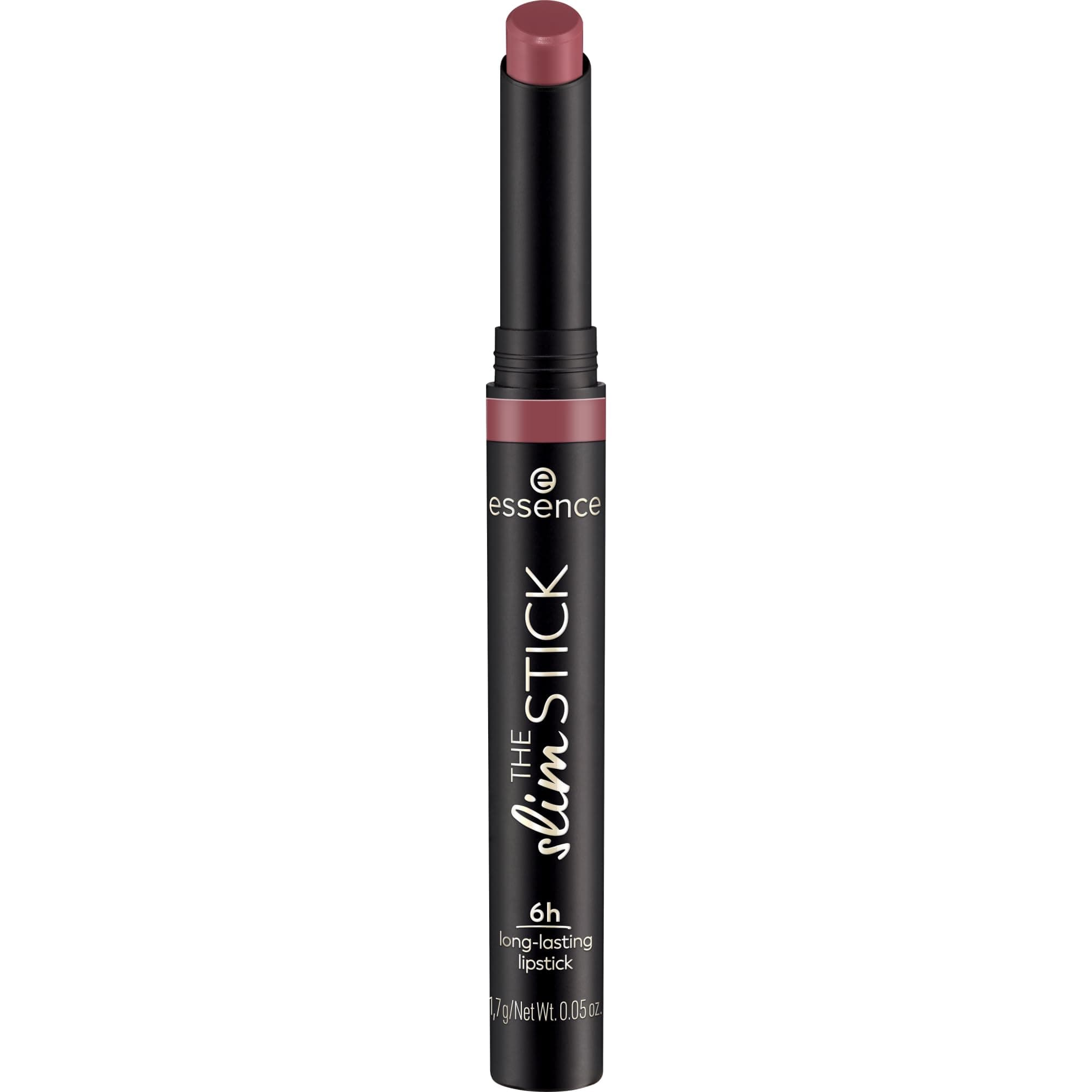 essence The slim stick, ruj, No. 105, mor, uzun ömürlü, besleyici, ekspres sonuç, yoğun renkli, mat, vegan, parfüm, alkol, paraben içermez, tekli paket (1,7 g)