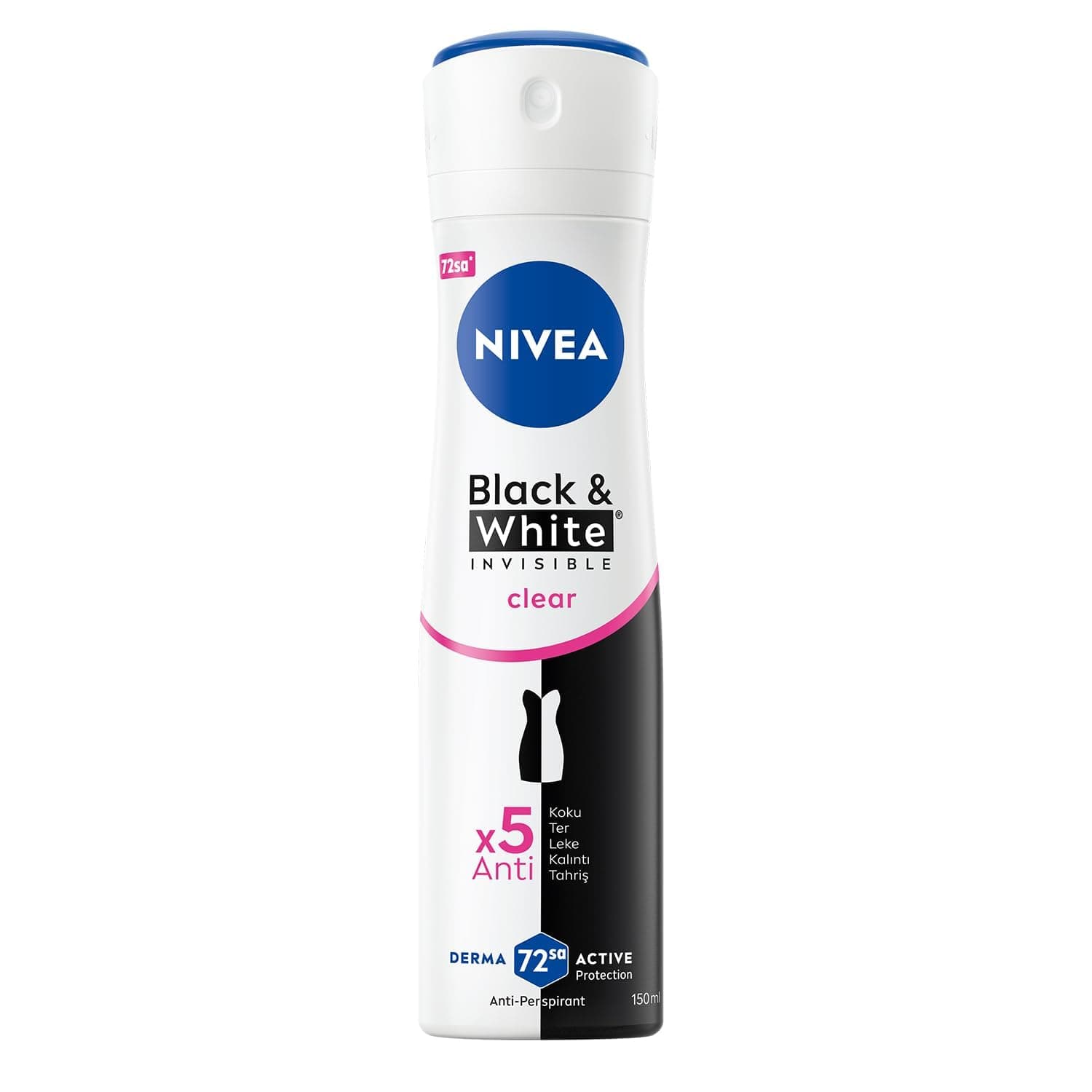 NIVEA Kadın Sprey Deodorant Black&White Invisible Clear 150 ml+ NIVEA Yüz Yıkama Köpüğü Canlandırıcı, Normal Ciltler 150 ml