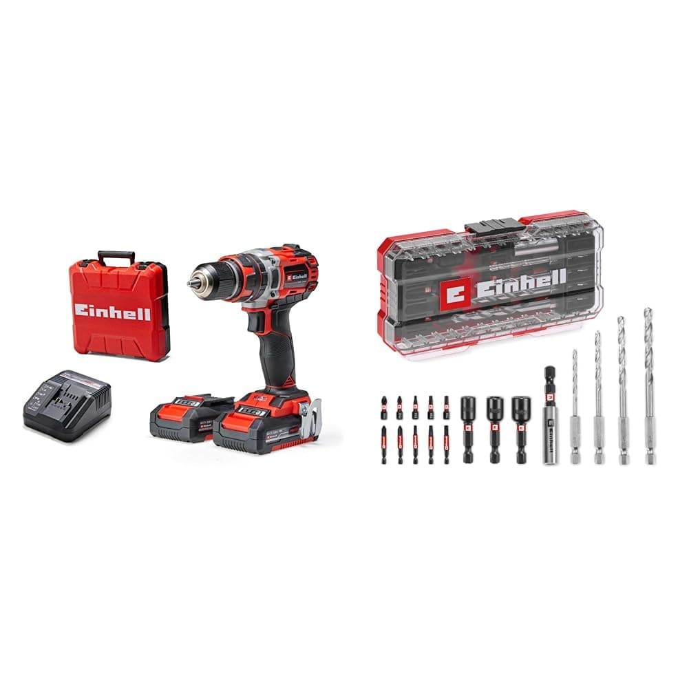 Einhell TP-CD 18/50 Li-i BL (2x2,0Ah), Akülü Darbeli Vidalama + Einhell Delici ve Vidalama uç seti 18 parça S-BOX kutu
