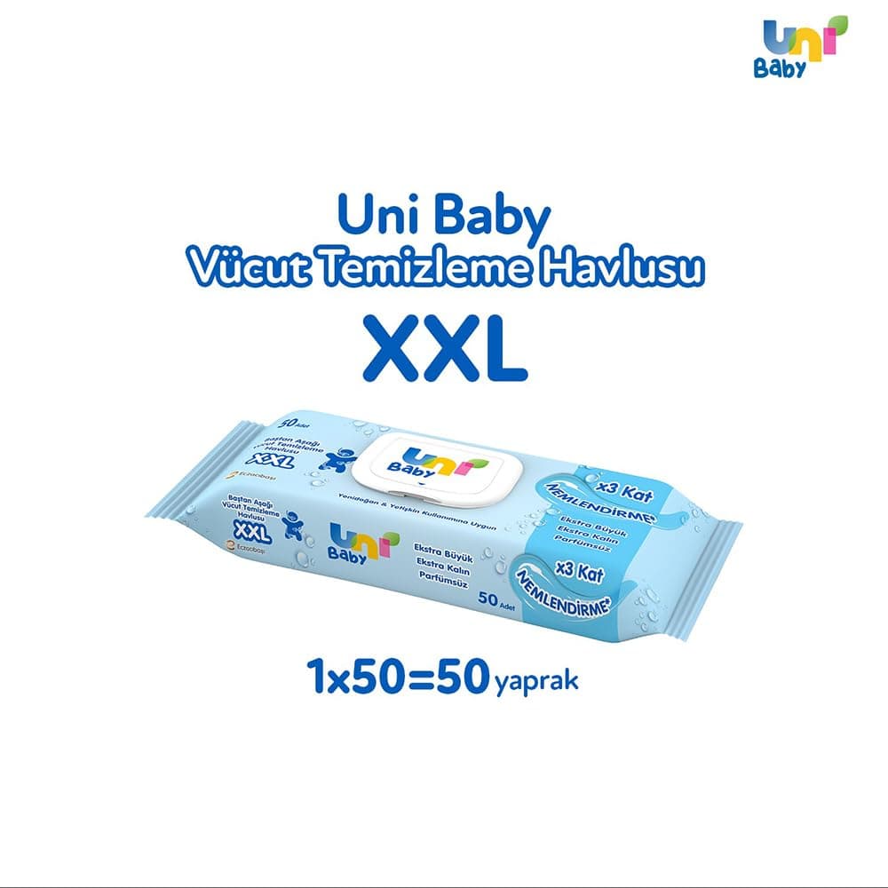 Uni Baby Vücut Temizleme Havlusu XXL 50 Yaprak