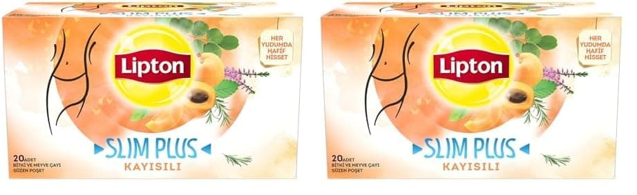 Lipton Slim Plus Kayısılı Bardak Süzen Poşet Bitki Çayı 40'li Paket, 36 g