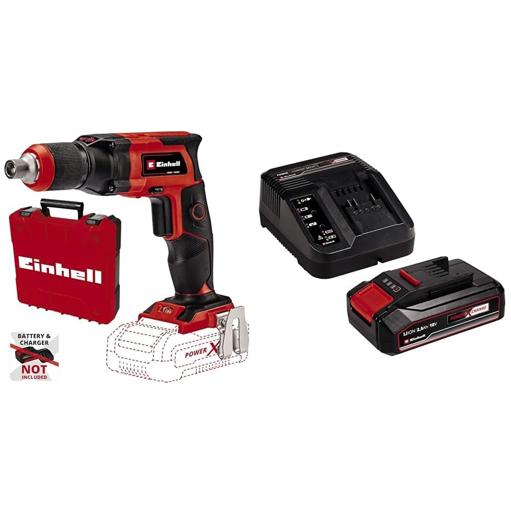 Einhell TE-DY 18 Li- Solo, Akülü Alçıpan Vidalama ve Einhell 18V 2,5 Ah PXC Starter Kit (Başlangıç Seti)