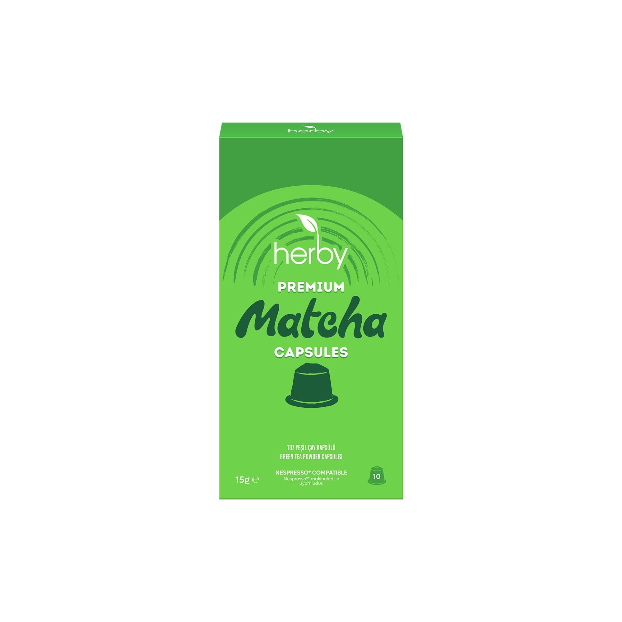 Herby Premium Matcha Kapsül - Nespresso Uyumlu, Sade, 10'lu Paket