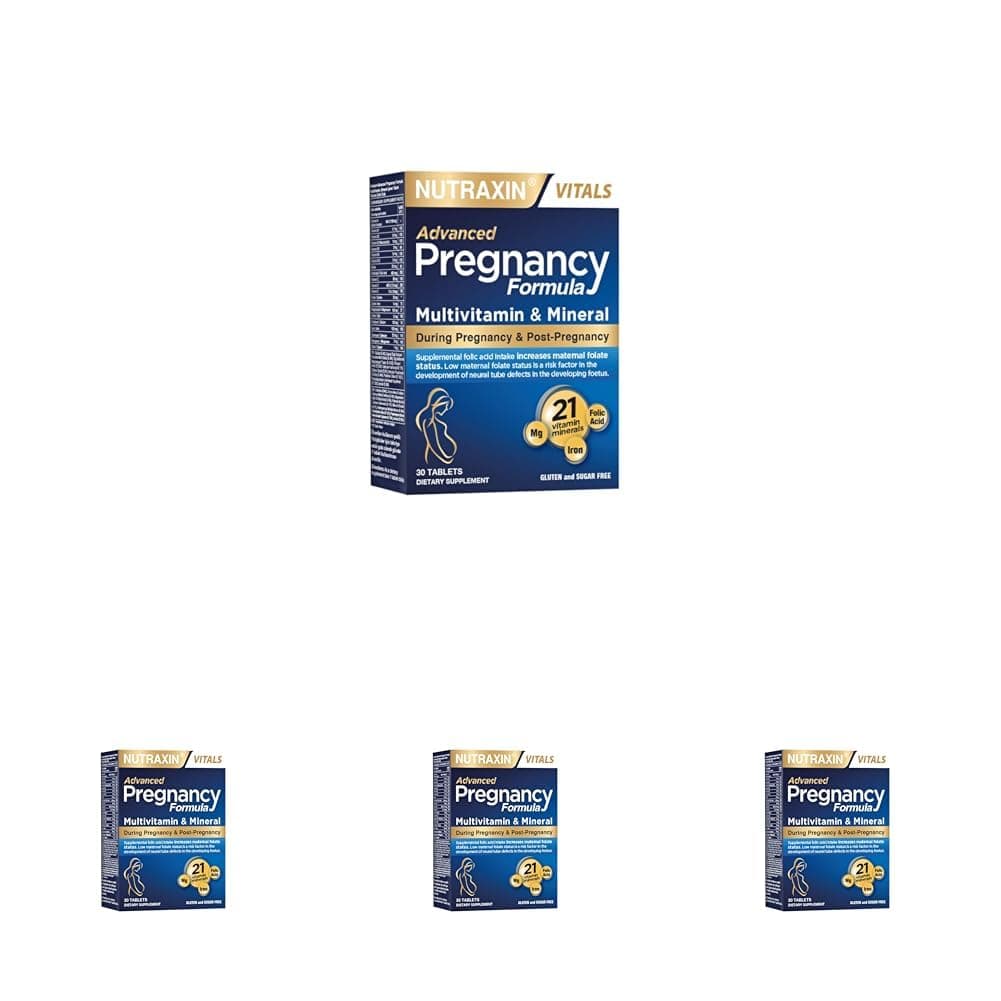 Nutraxin Pregnancy Formula | Hamilelik ve Emzirme Dönemine Özel Multivitamin | 21 Vitamin ve Mineral | 30 Tablet | vegetarian (4 paketi)