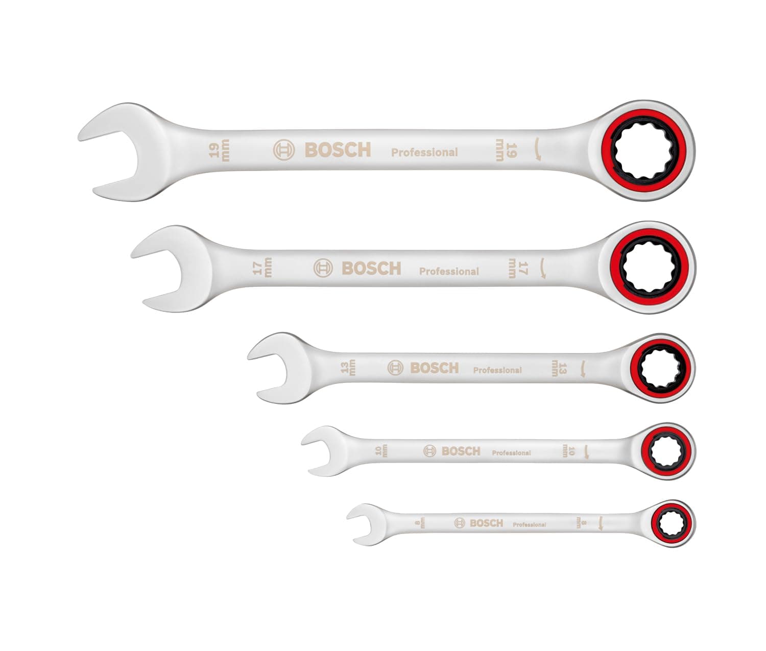 Bosch Professional, Cırcırlı Anahtar Seti, Anahtar Takımı 5 Parça, 8,10,13,17,19mm, 1600A02Z3D, Mavi