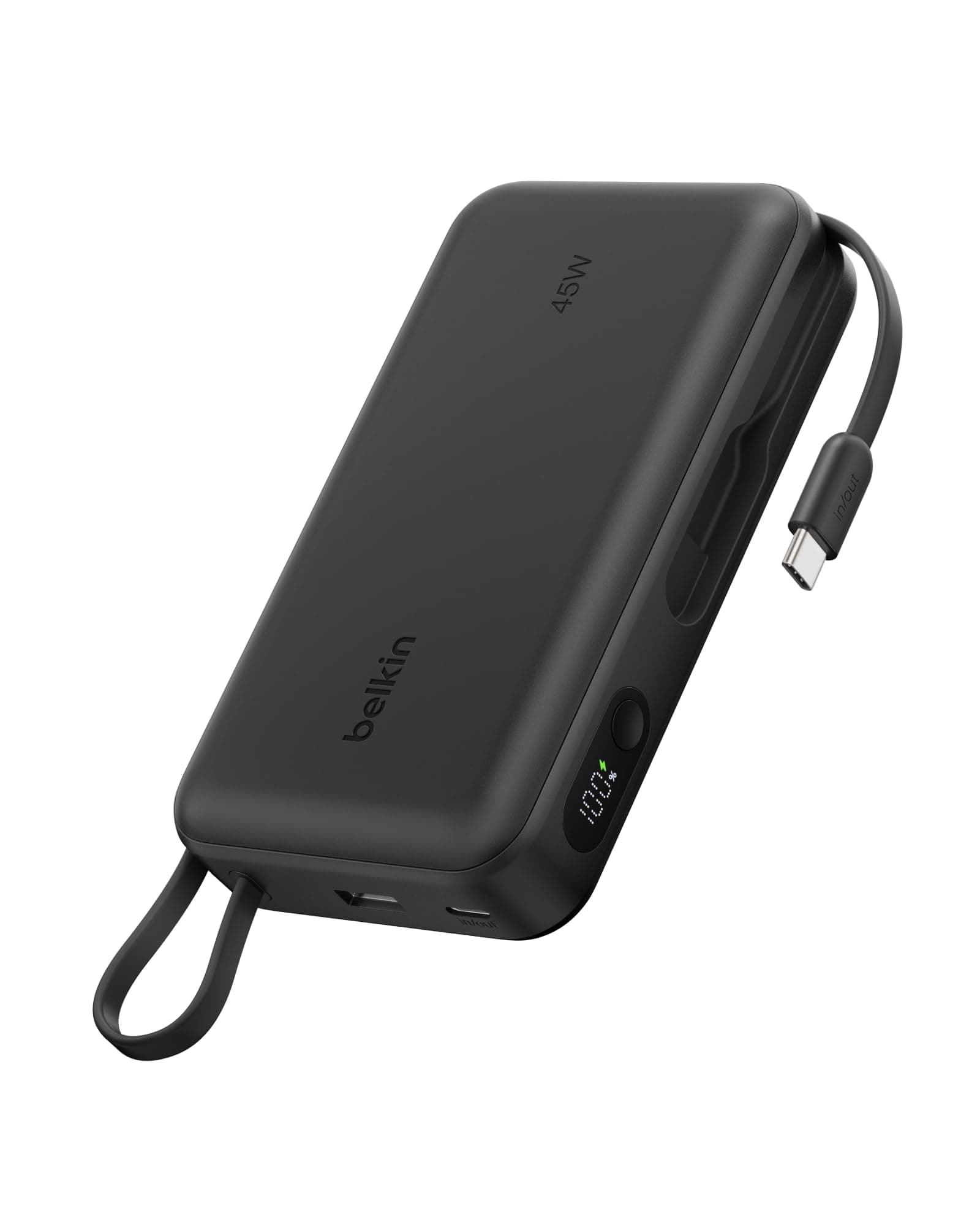 Belkin UltraCharge 20000 mAh USB-C Kablolu ve Ekranlı Power Bank, Siyah