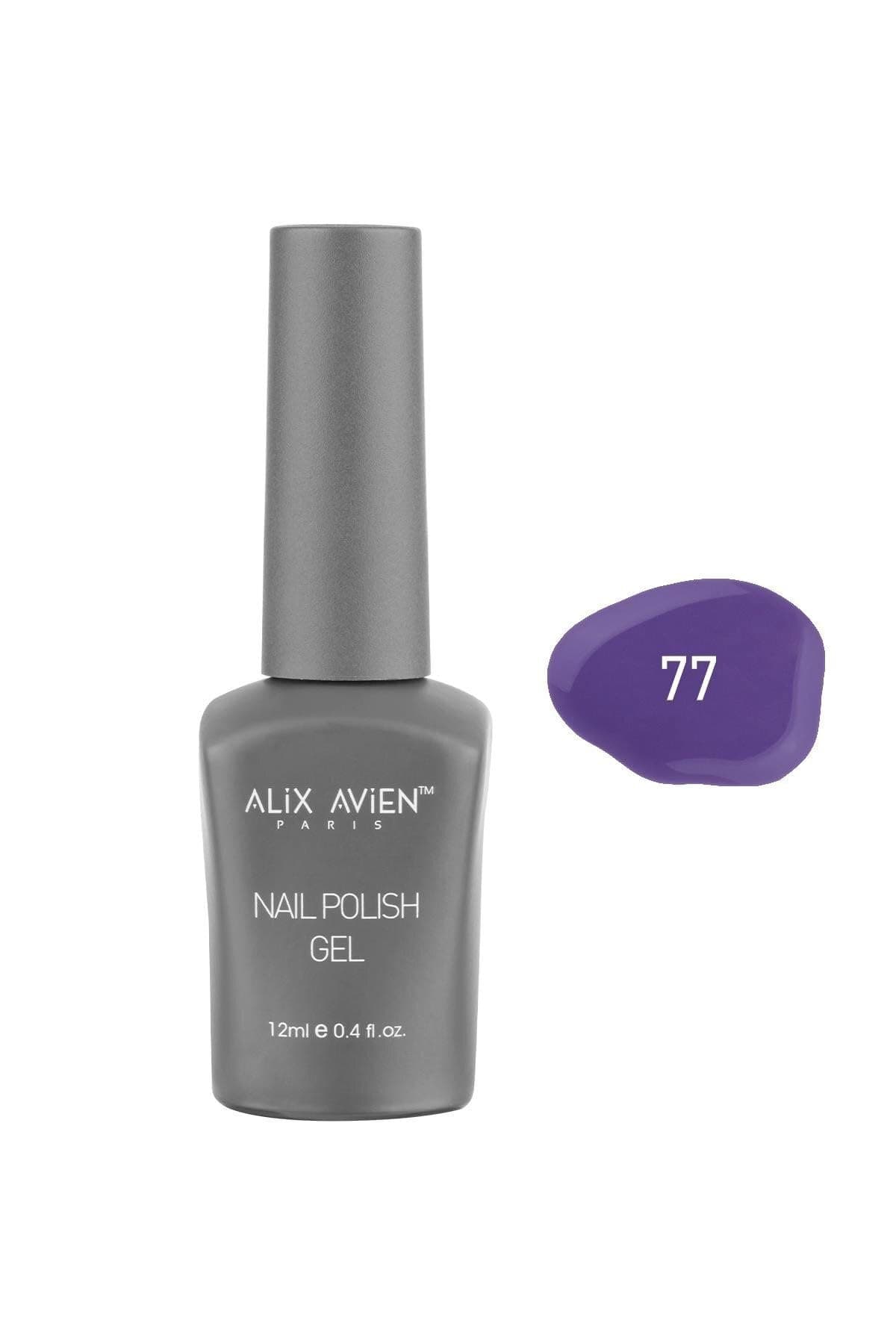 ALIX AVIEN Mor Mavi Kalıcı Oje 77-Yoğun Renk Veren Jel Oje 12 ml-Nail UV Gel Polish 77