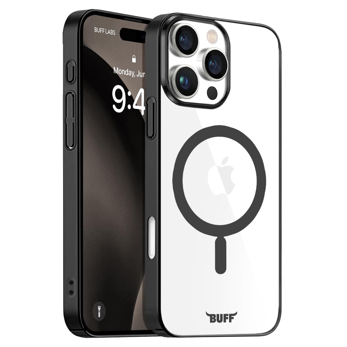 BUFF LABS iPhone 16 Pro Max ile Uyumlu MagSafe Uyumlu Slim Fit Kılıf Kablosuz Şarj Destekleyen Sararmaya Karşı Korumalı Kapak (Siyah)