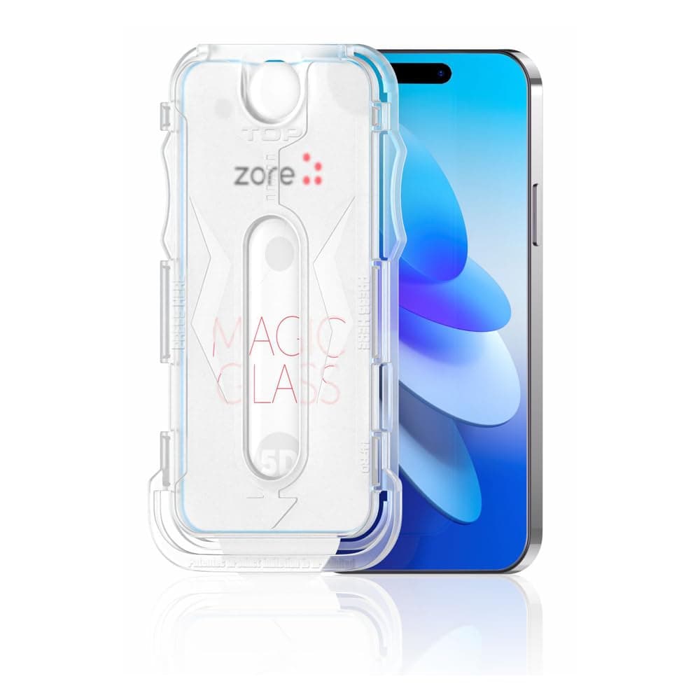 Zore Apple ile uyumlu iPhone 16 Kolay Uygulama Aparatlı 5D Magic Glass Cam Ekran Koruyucu Şeffaf