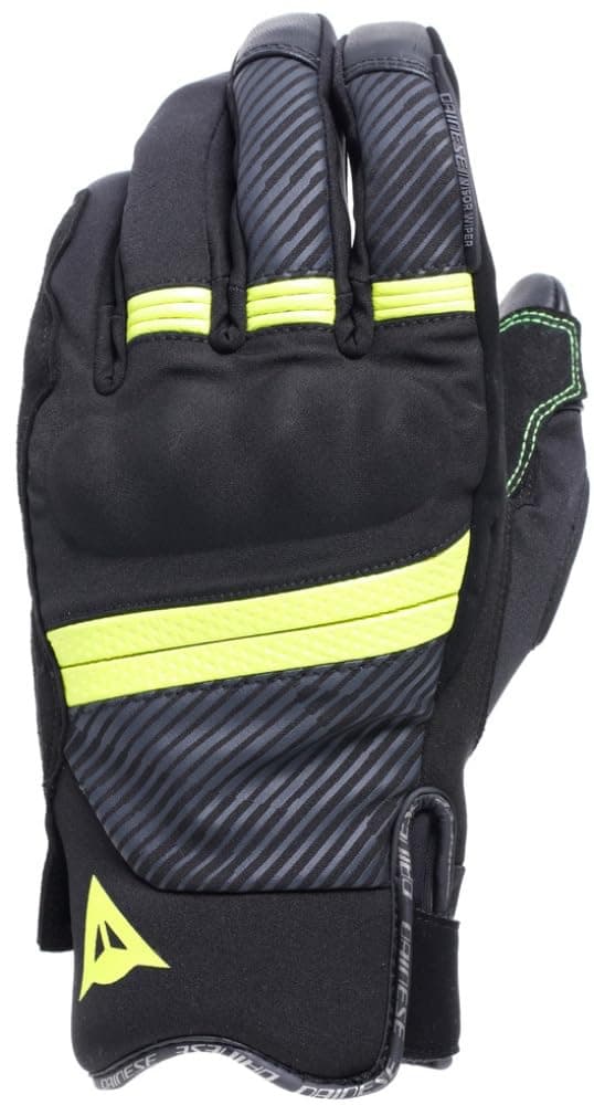 DAINESE Fulmine Motosiklet Eldiveni D-Dry Eldiven Black Yellow Flue