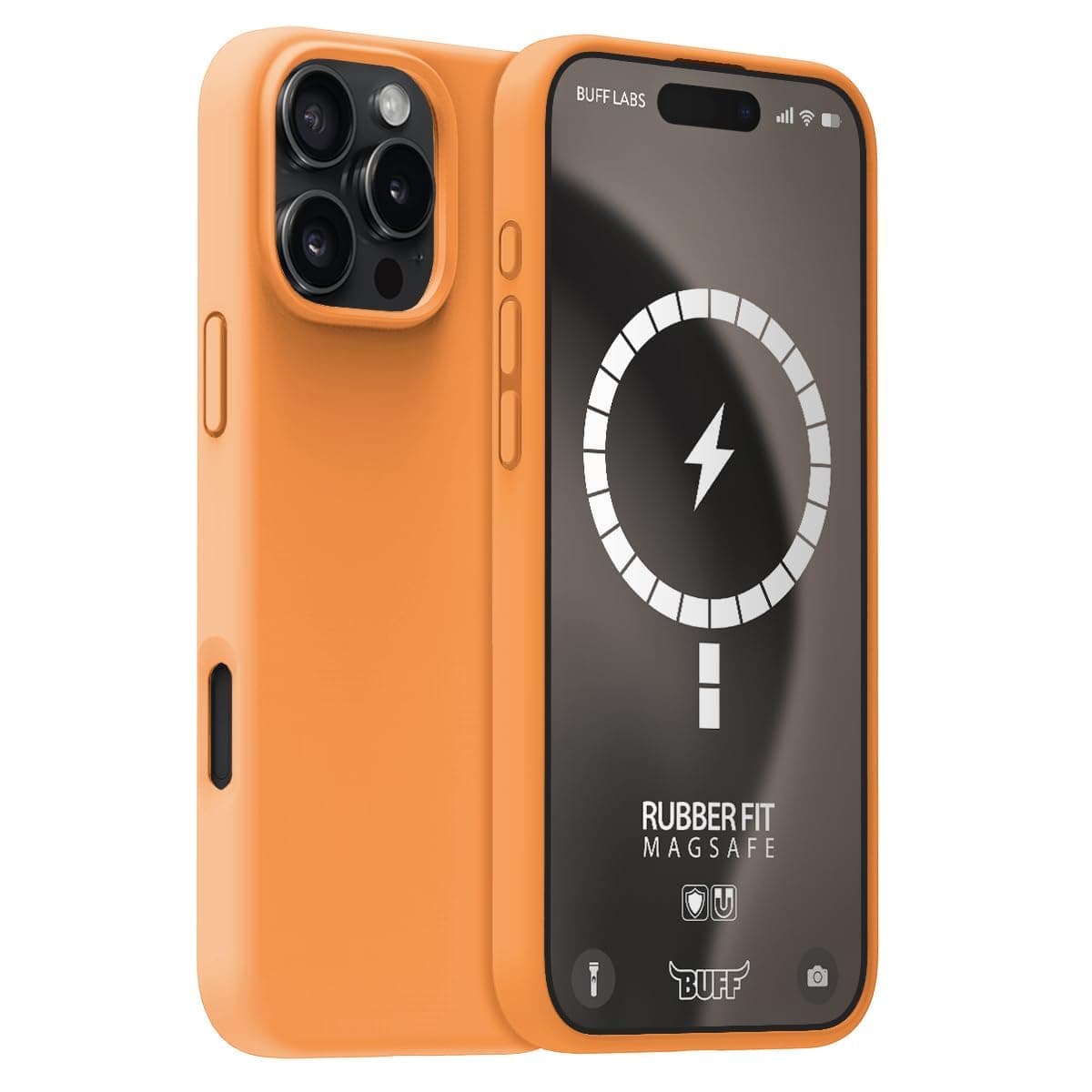BUFF LABS iPhone 16 Pro Max ile Uyumlu Magsafe Destekli Rubber Fit Silikon Kılıf, Yumuşak, Kablosuz Şarj, Tam Koruma (Orange Sorbet)