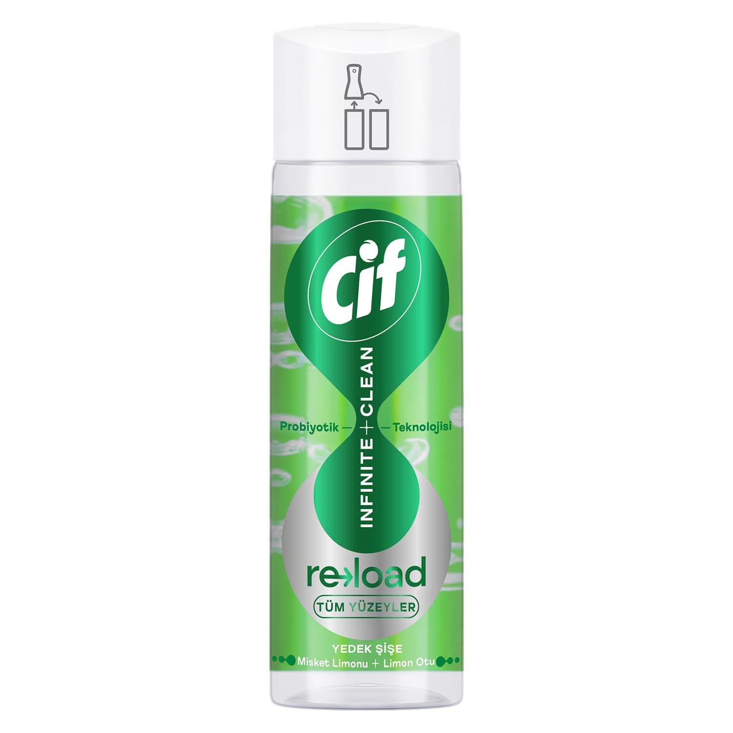 Cif Infinite Clean Doğal Probiyotikli Yedek Şişe Tüm Yüzeyler İçin Misket Limonu & Limon Otu 280 ml