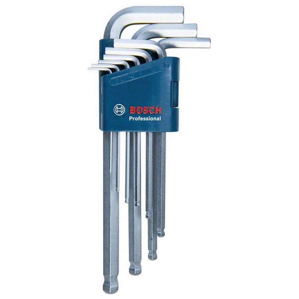 Bosch Professional alyan anahtar seti 1600A01TH5, HEX 9 parça açılı anahtar, 1.5-10.0 mm, mavi