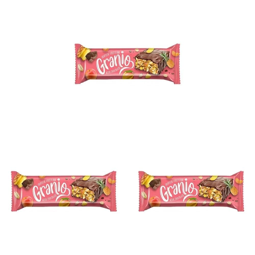 Hünnap Granio Tropik Meyveli 40 gr Çikolata Kaplamalı Bar (3 paketi)