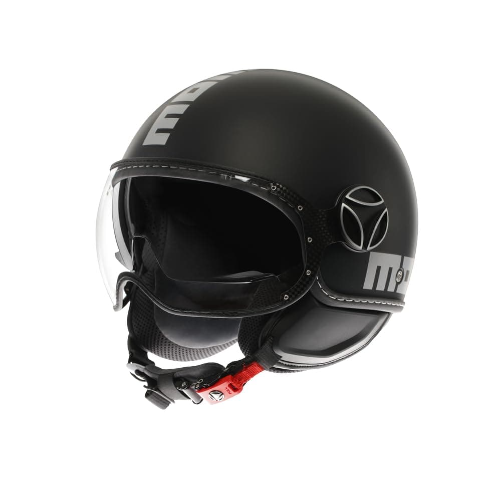 MOMO Design Fgtr Evo Motosiklet Kaskı Açık Kask Mono Matt Black Silver XS