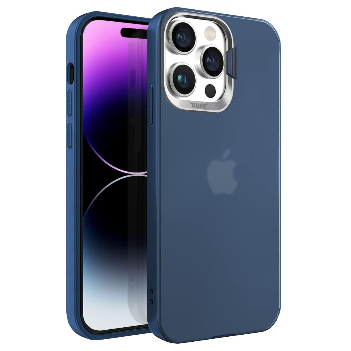 BUFF LABS Buff iPhone 14 Pro Max New Corner Kamera Kapaklı Standlı Kılıf Mavi, Buff Labs, Mavi