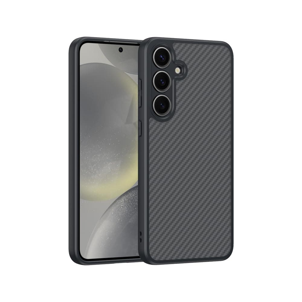 Zore Galaxy ile uyumlu S25 Kılıf M-safe Şarj Özellikli Karbon Fiber Tasarımlı Zore Elnino Kapak Siyah