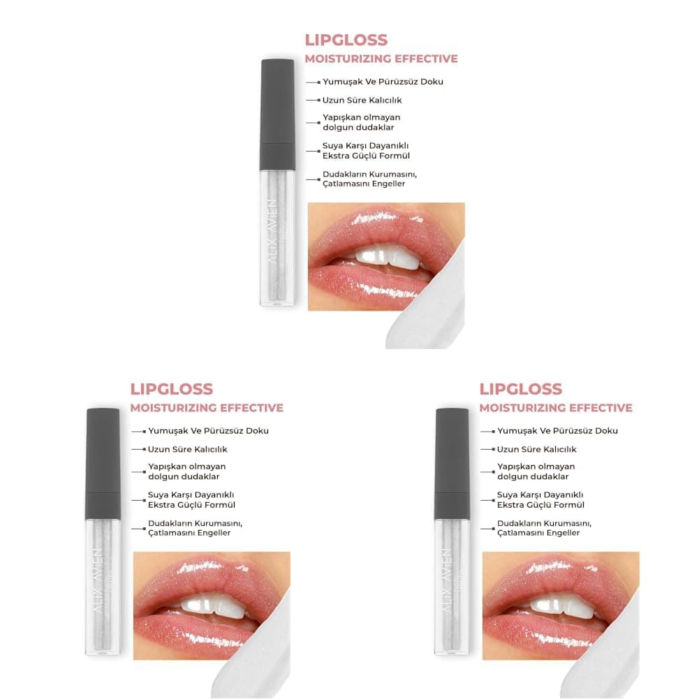 ALIX AVIEN Nemlendirici Etki Yapışkanlık Hissi Bırakmayan Dudak Parlatıcı - Lipgloss 13 Diamond Burst (3 paketi)